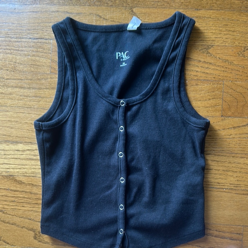 PACSUN Women's Black Button-Up Tank Top